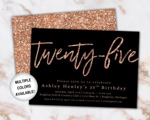 25th Birthday Invitation Rose Gold Twenty Fifth Birthday intended for dimensions 3000 X 2400