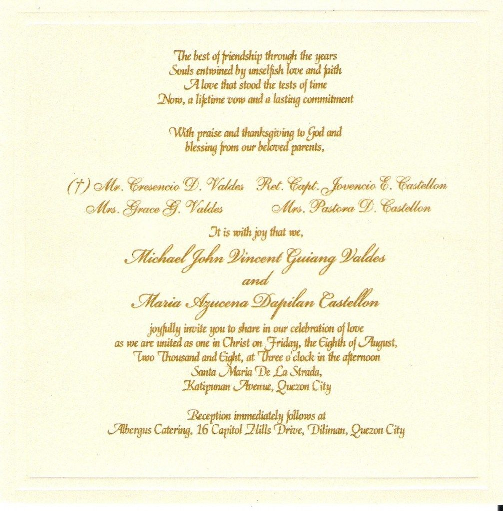 27 Marvelous Photo Of Catholic Wedding Invitation Wording Aguirre throughout proportions 1007 X 1024