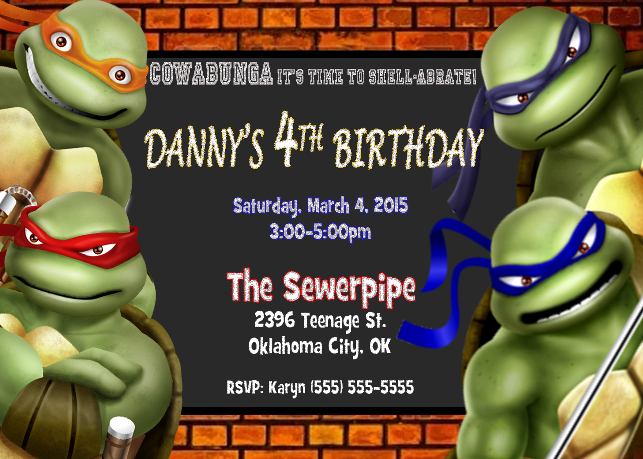 28 Create Your Own Ninja Turtle Birthday Invitation Template with regard to proportions 2100 X 1500