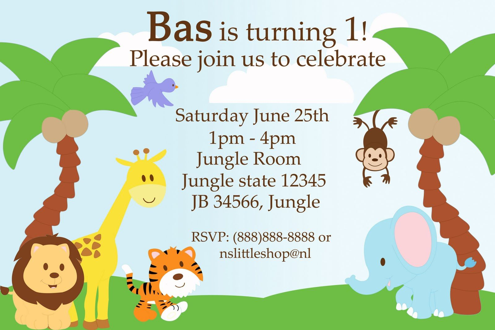 29 Create Amazing Birthday Invitation Template Jungle Theme Examples for proportions 1600 X 1067