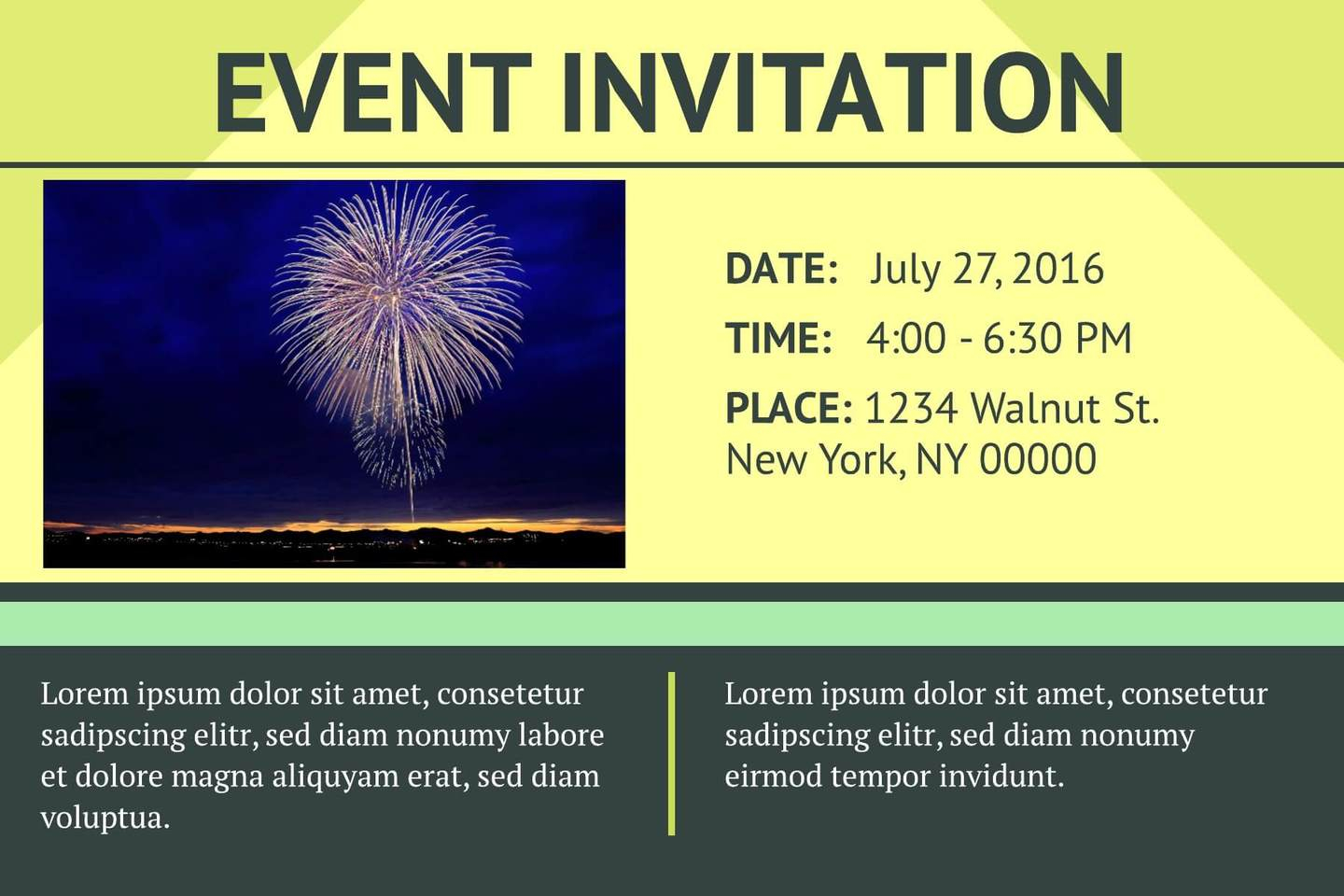 3 Free Event Invitation Templates Examples Lucidpress intended for measurements 1440 X 960