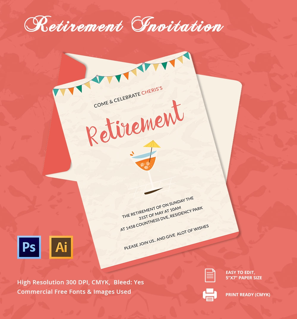 30 Retirement Invitation Templates Psd Ai Word Free Premium regarding sizing 1000 X 1076