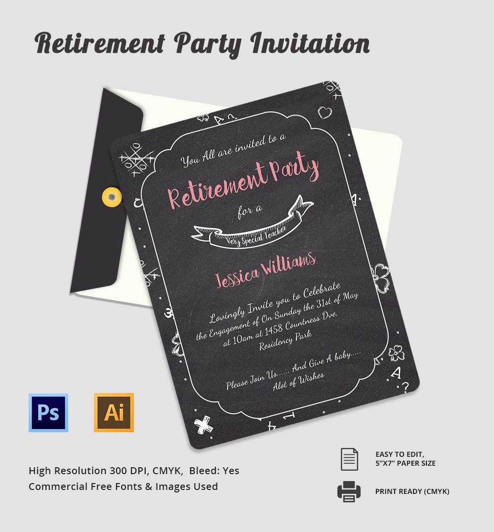 30 Retirement Invitation Templates Psd Ai Word Free Premium throughout sizing 1000 X 1076