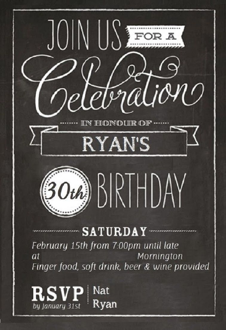 30th Birthday Invitations Templates Free Party Invitation Card In within measurements 756 X 1100