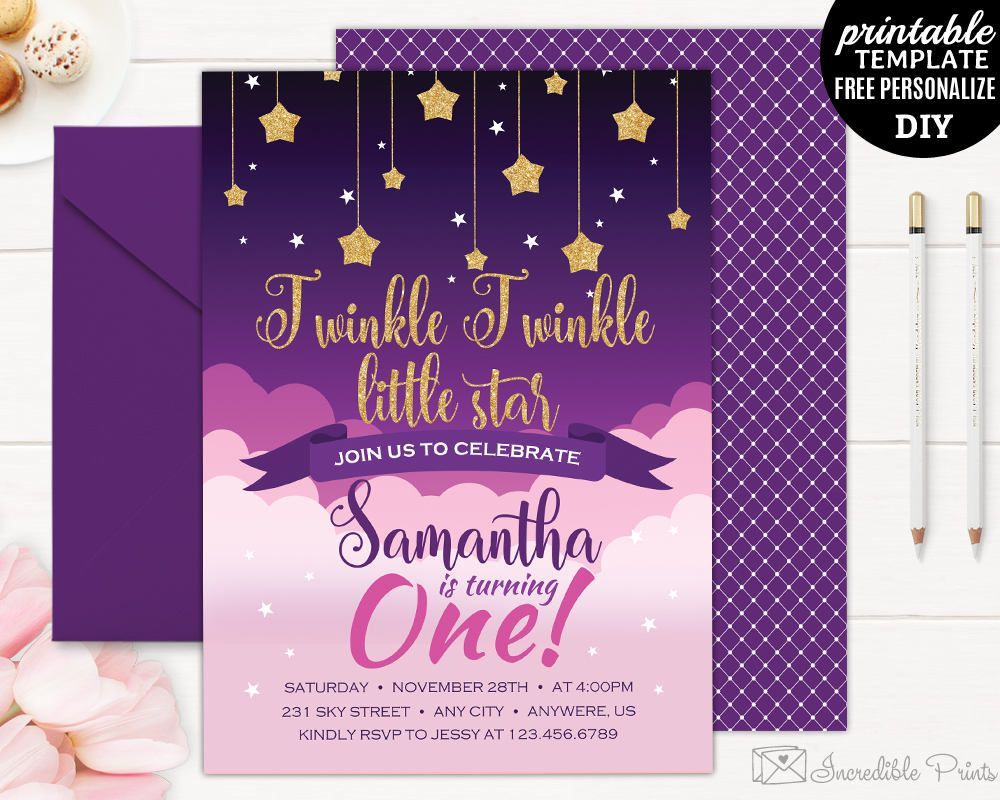 32 Make An Twinkle Twinkle Little Star Birthday Invitation Template inside measurements 1000 X 800