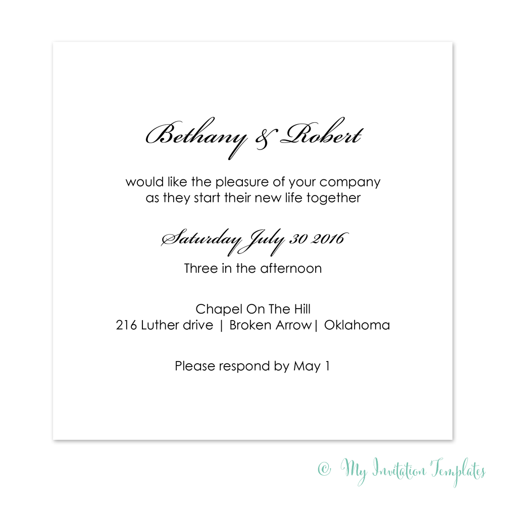 38 Make An Wedding Invitation Template Simple Sample Wedding intended for sizing 1000 X 1000