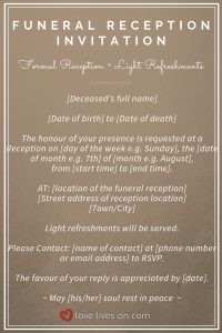 39 Best Funeral Reception Invitations Funeral Reception intended for proportions 735 X 1102