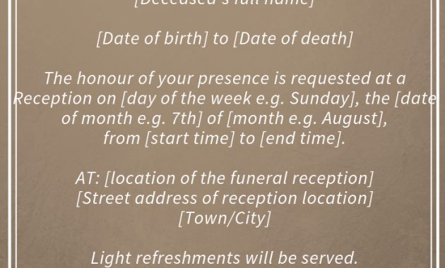 39 Best Funeral Reception Invitations Funeral Reception intended for proportions 735 X 1102