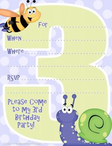 3rd Birthday Party Invitations Free Printable Party Ideas within measurements 1275 X 1650