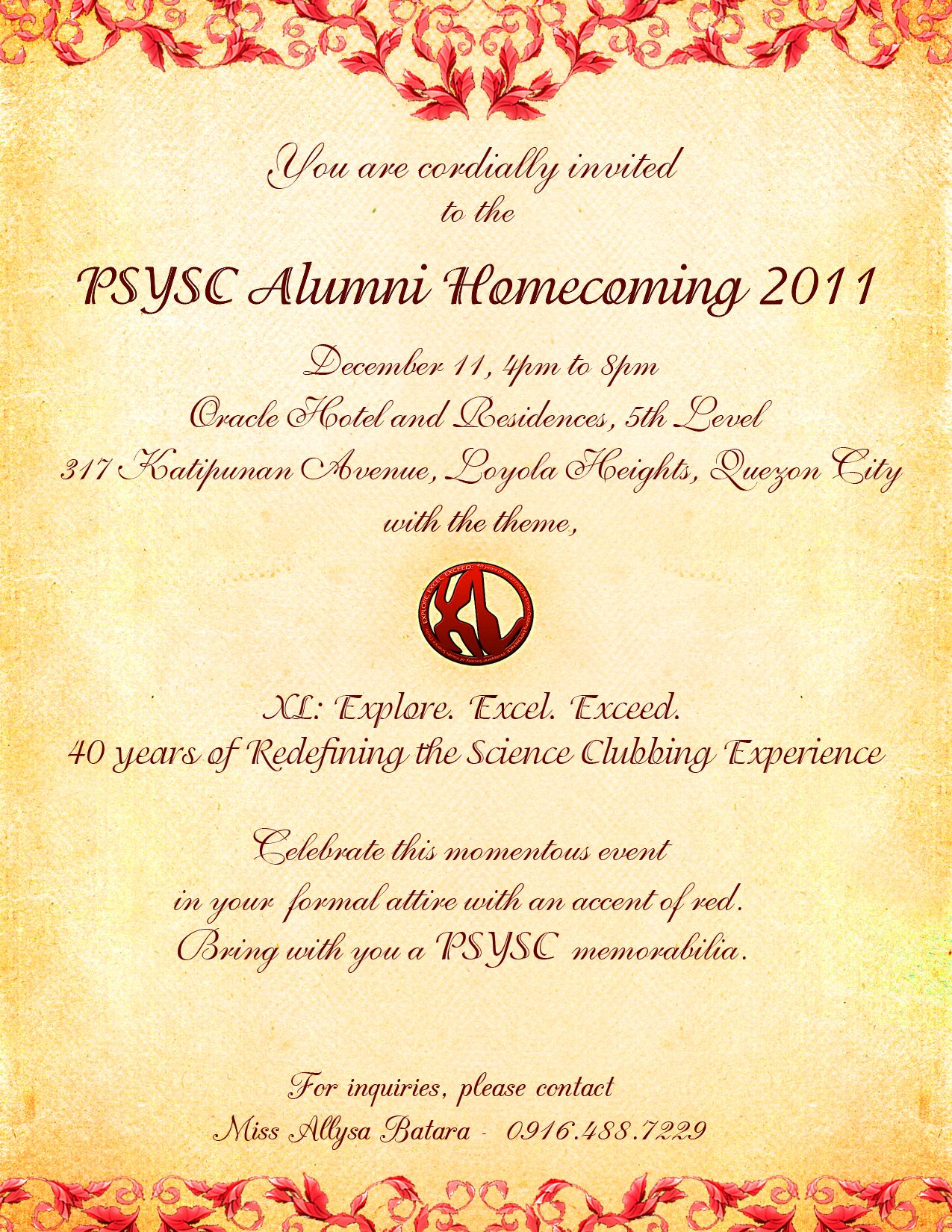40th Alumni Homecoming Invitation Everything Psysc Alumni intended for dimensions 1275 X 1650