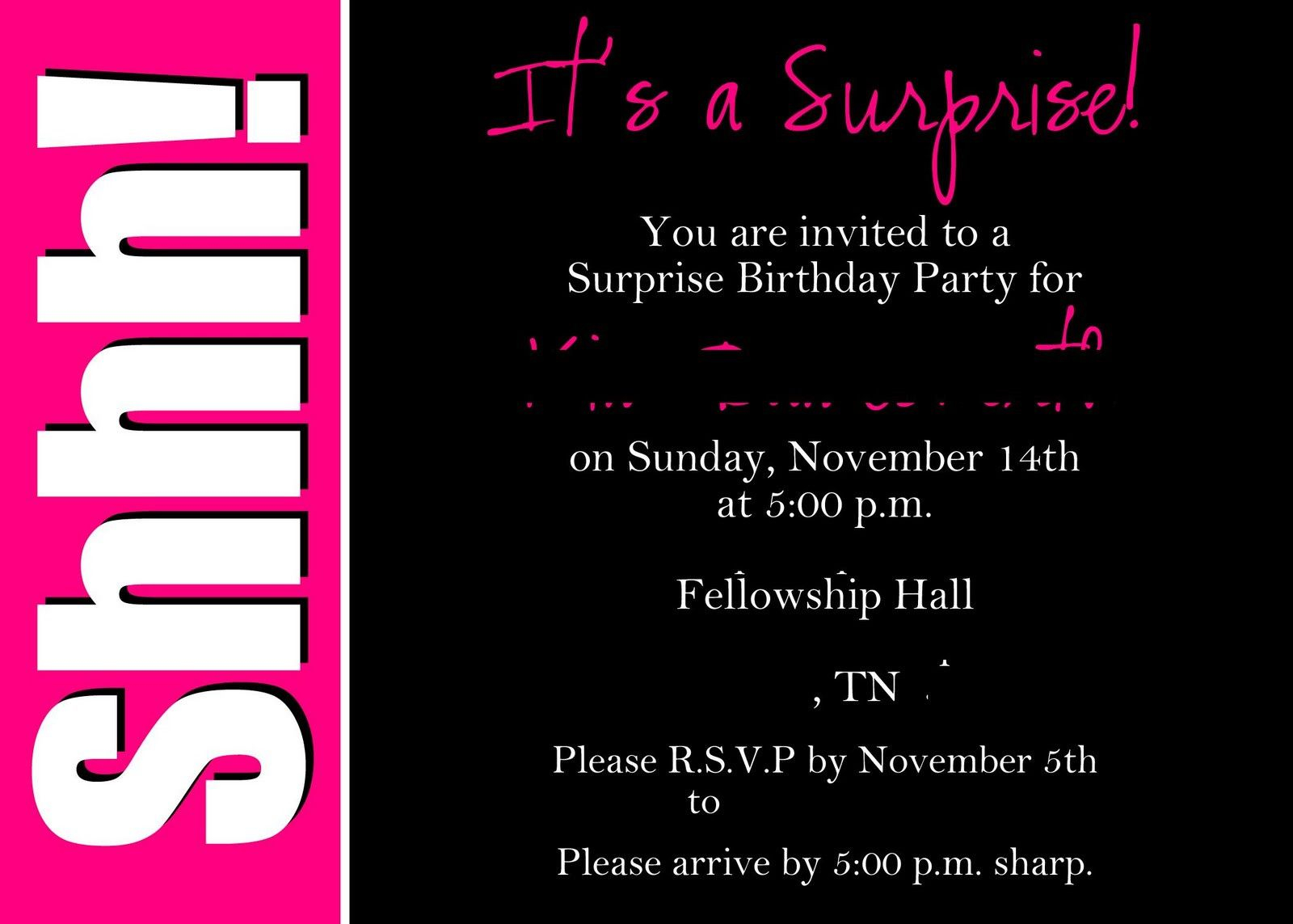 40th Surprise Birthday Party Free Printable Birthday Invitation with regard to sizing 1600 X 1143