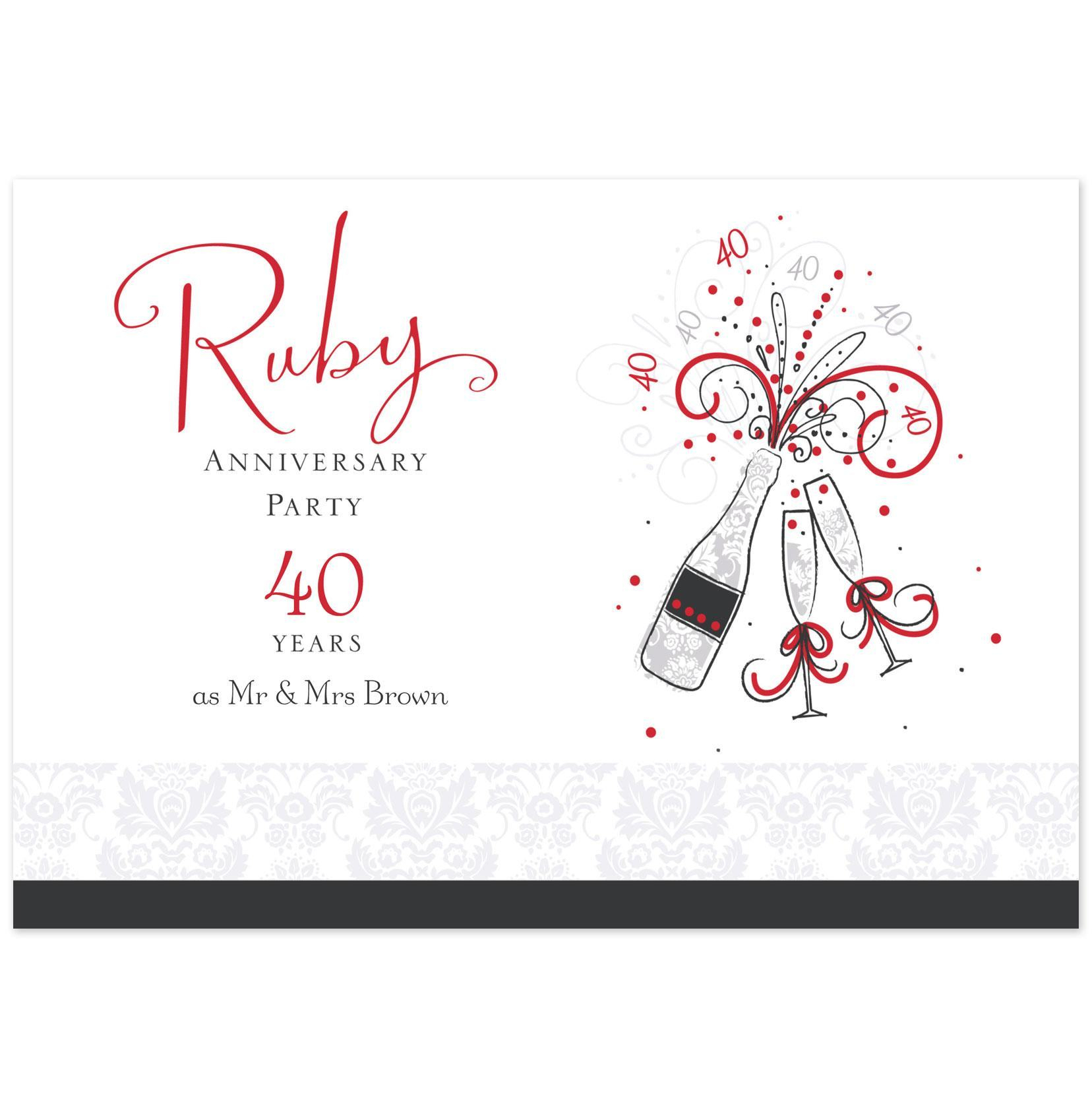 40th Wedding Anniversary Invitation 40th Anniversary Invitations inside proportions 1656 X 1680