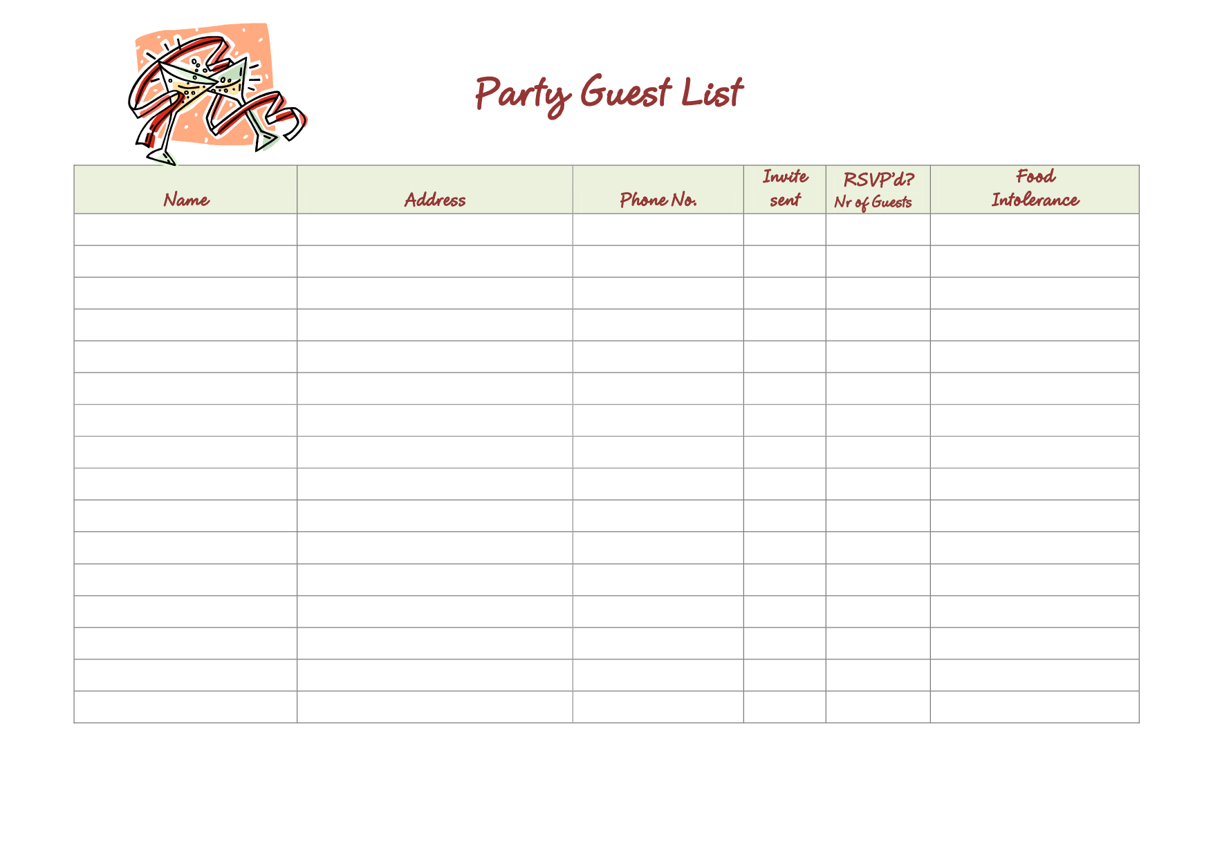 41 Free Guest List Templates Word Excel Pdf Formats with proportions 1754 X 1240