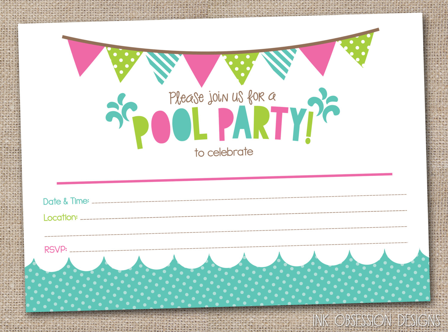 46 Customize Our Easy To Use Swimming Party Invitation Template To inside size 1500 X 1113