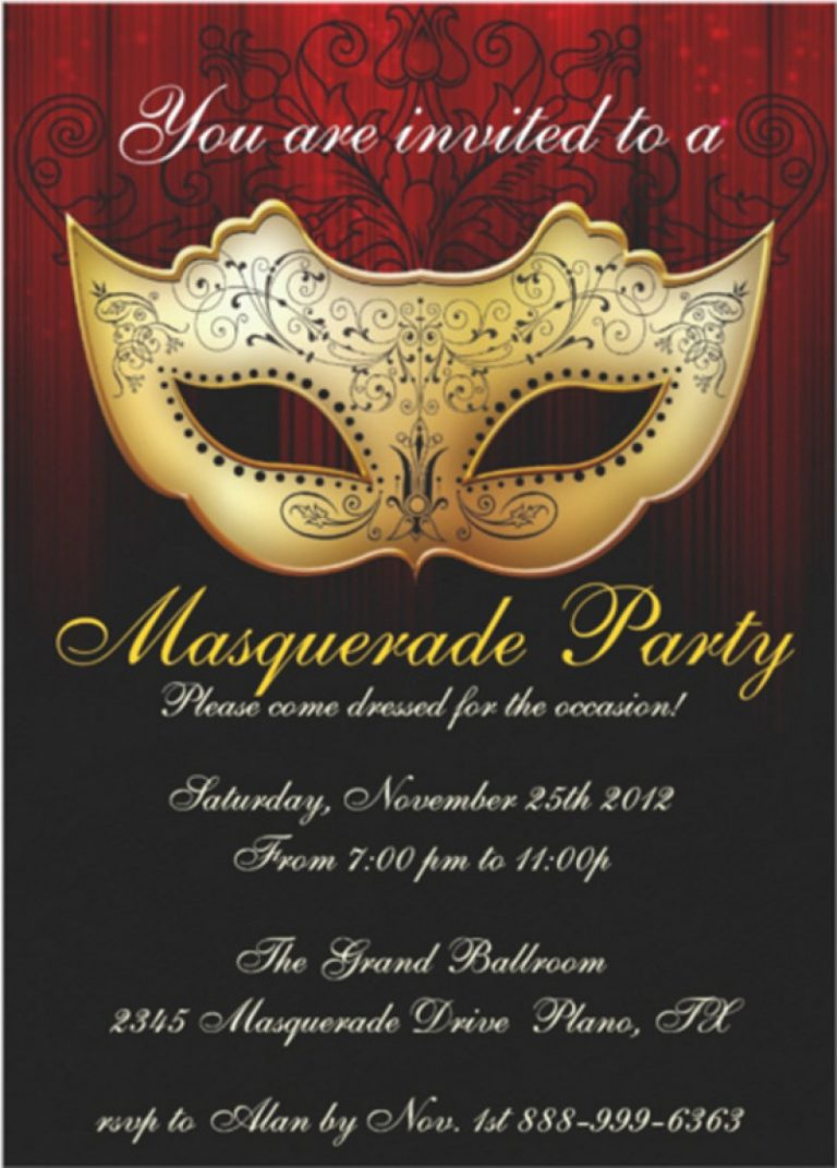 48 Create Your Own Masquerade Party Invitation Template Free with measurements 768 X 1071