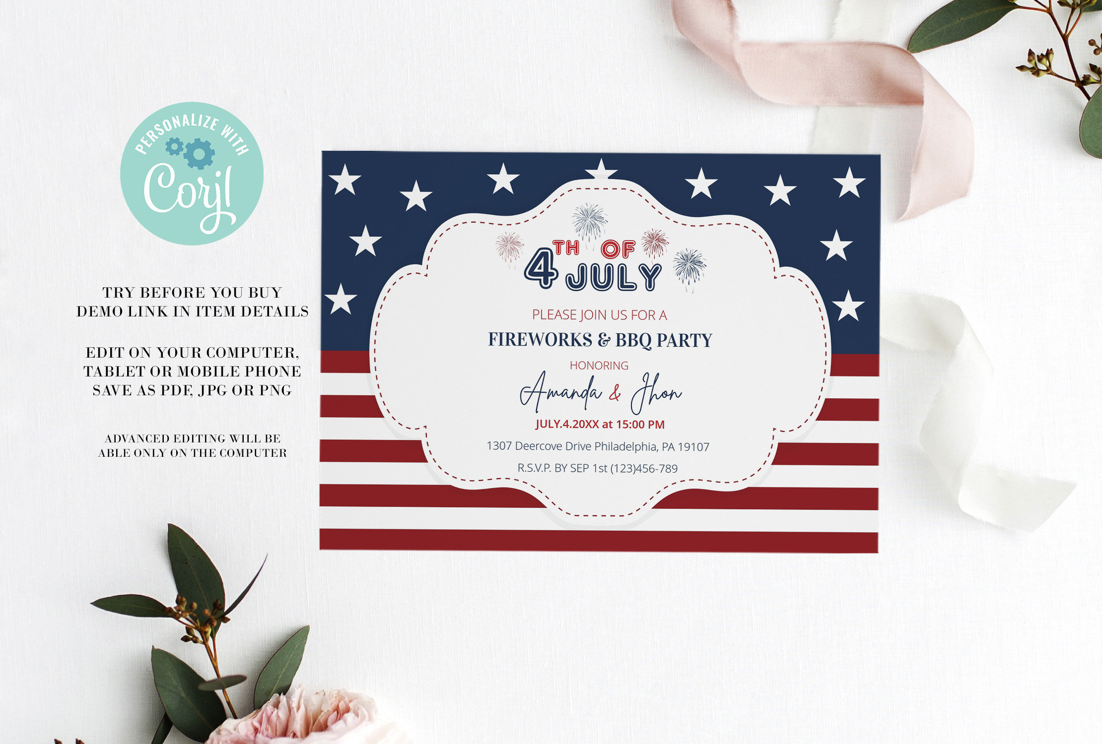 4th Of July Independence Day Bbqcelebrationbirthday Party Etsy in size 2220 X 1500