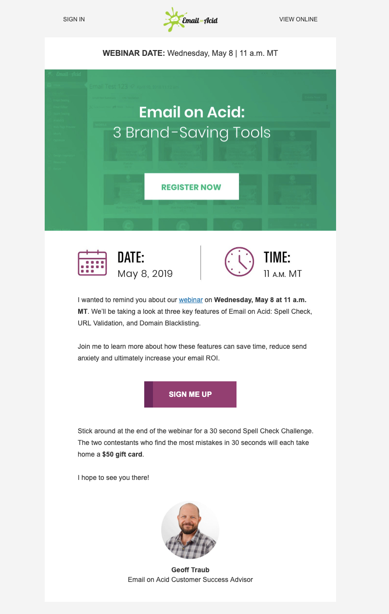 5 Design Tips For A Great Webinar Invitation Email Example From with regard to measurements 801 X 1264