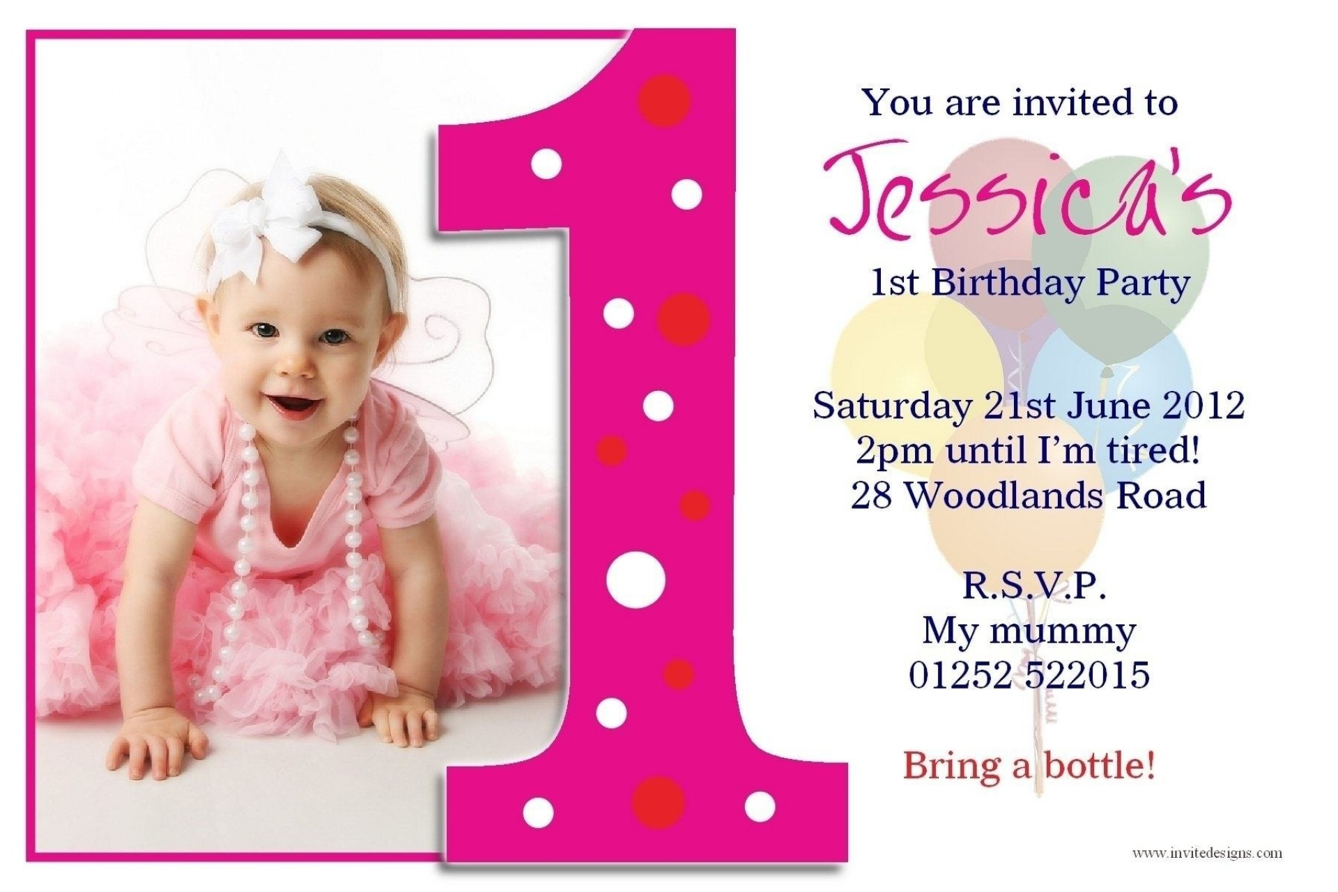 1st Birthday Invitation Template Photoshop Free Download