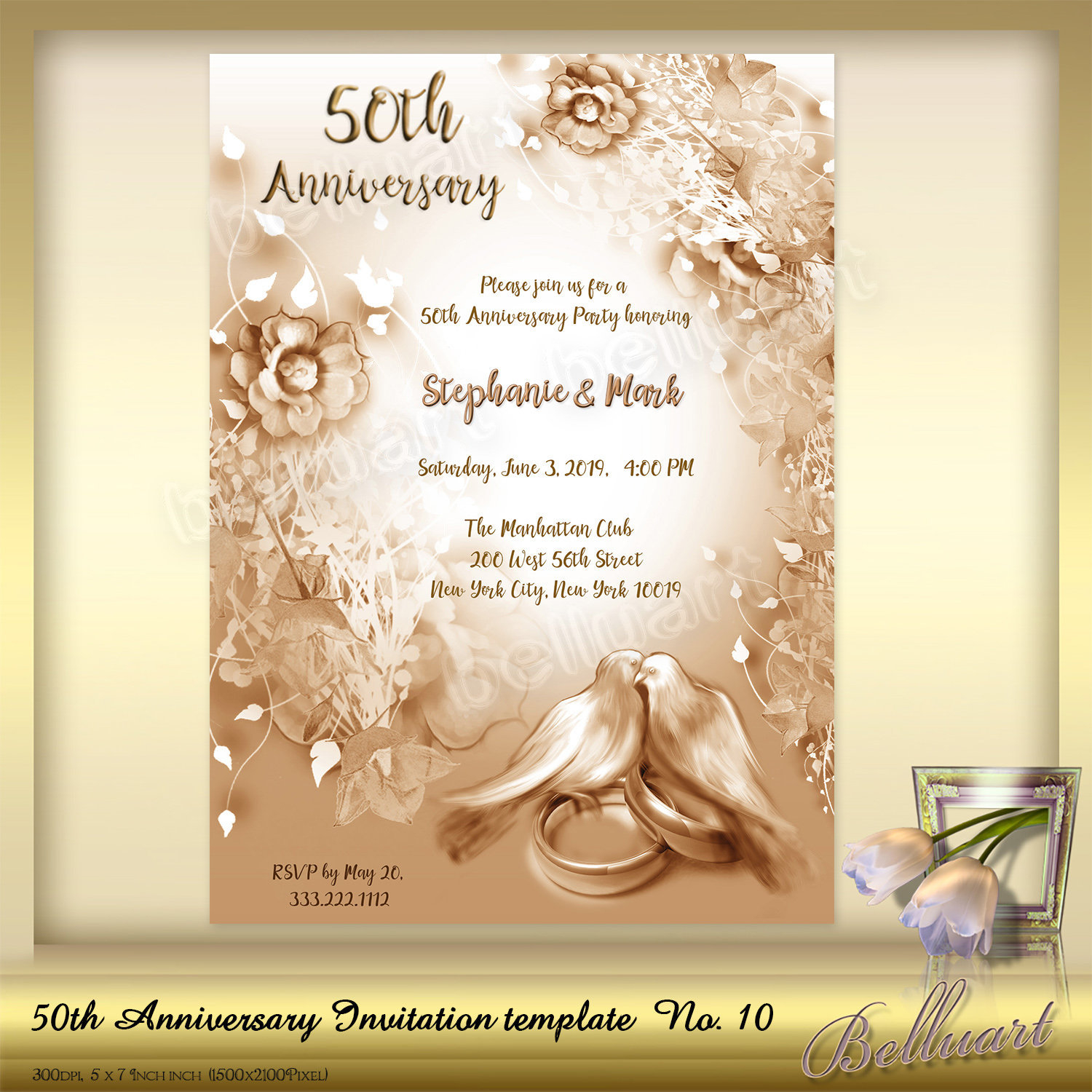 50th Anniversary Invitation Template No10 Golden Wedding Etsy for size 1500 X 1500