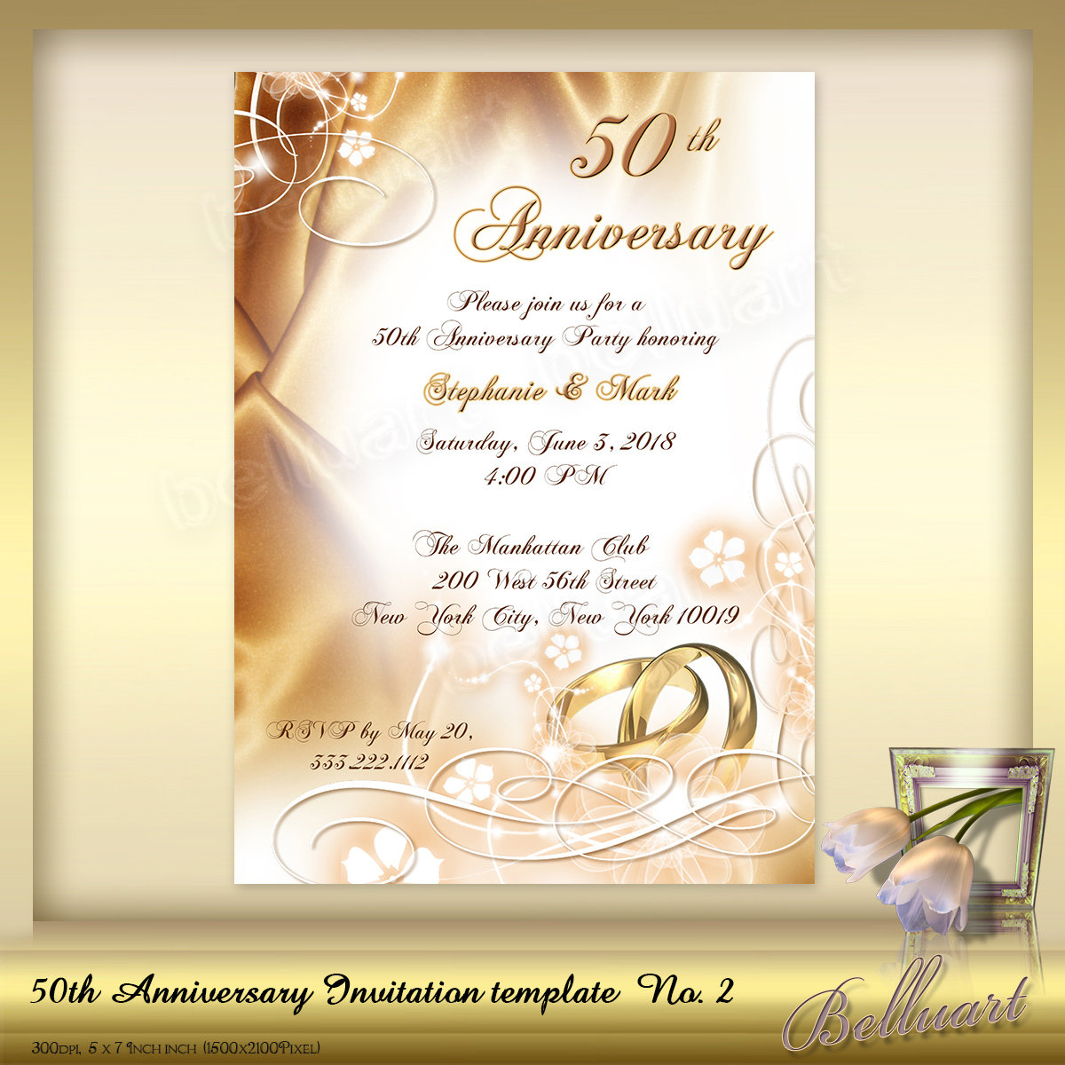 50th Anniversary Invitation Template No2 Golden Wedding Etsy within measurements 1200 X 1200