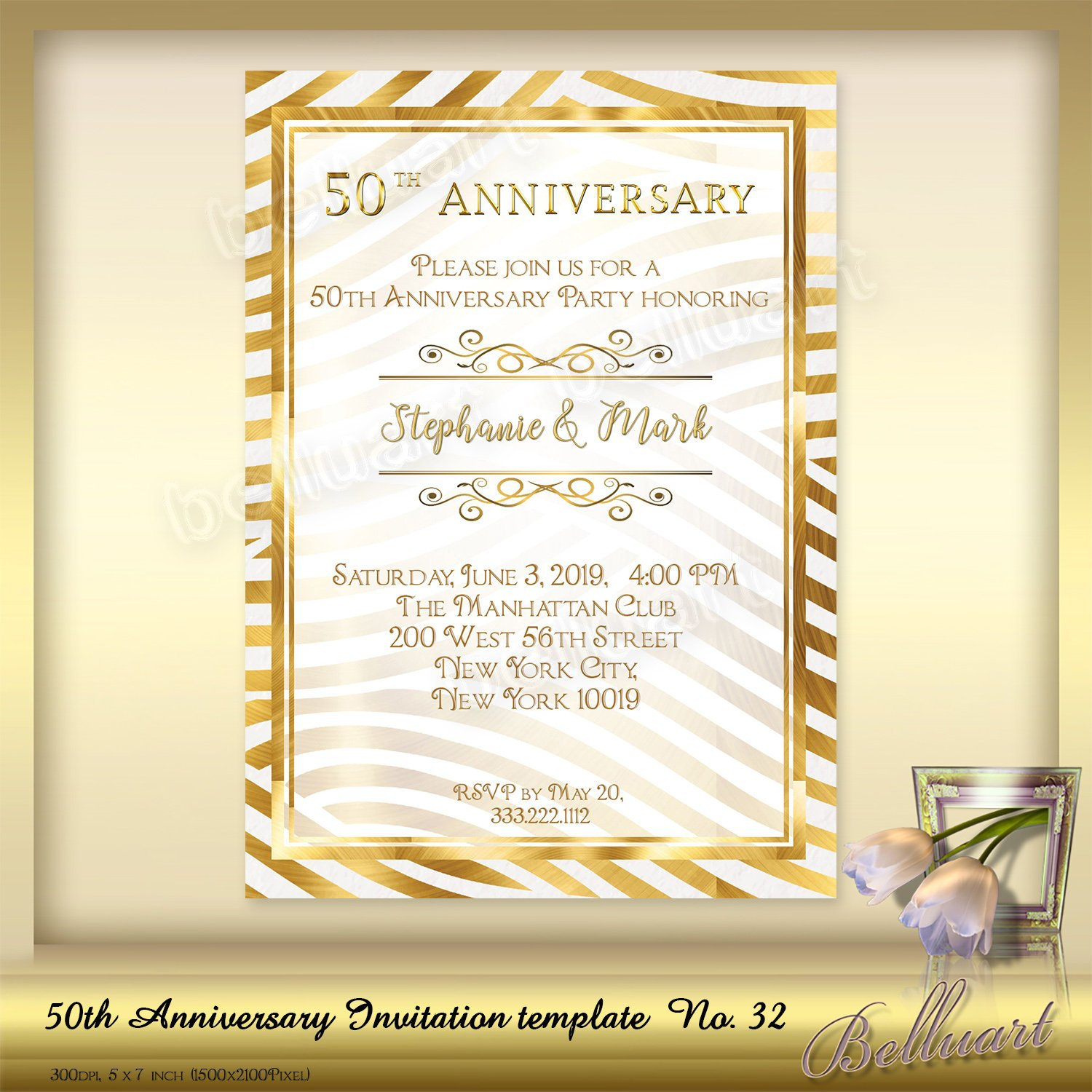 50th Anniversary Invitation Template No32 Golden Wedding Etsy for proportions 1500 X 1500