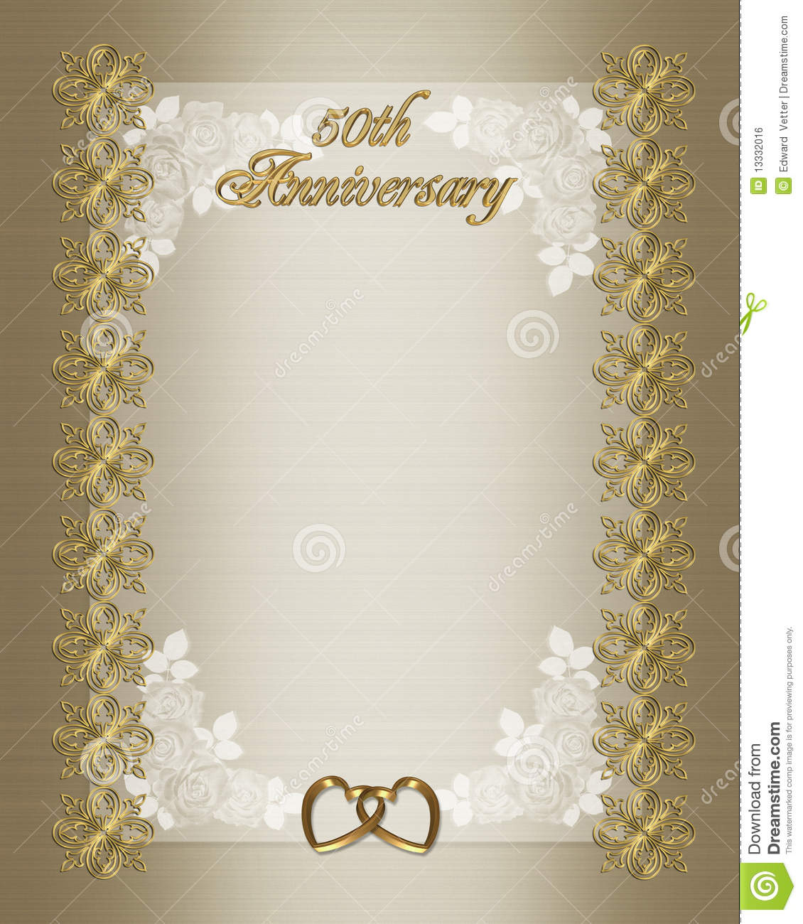 50th Wedding Anniversary Invitation Template Stock Illustration with measurements 1130 X 1300