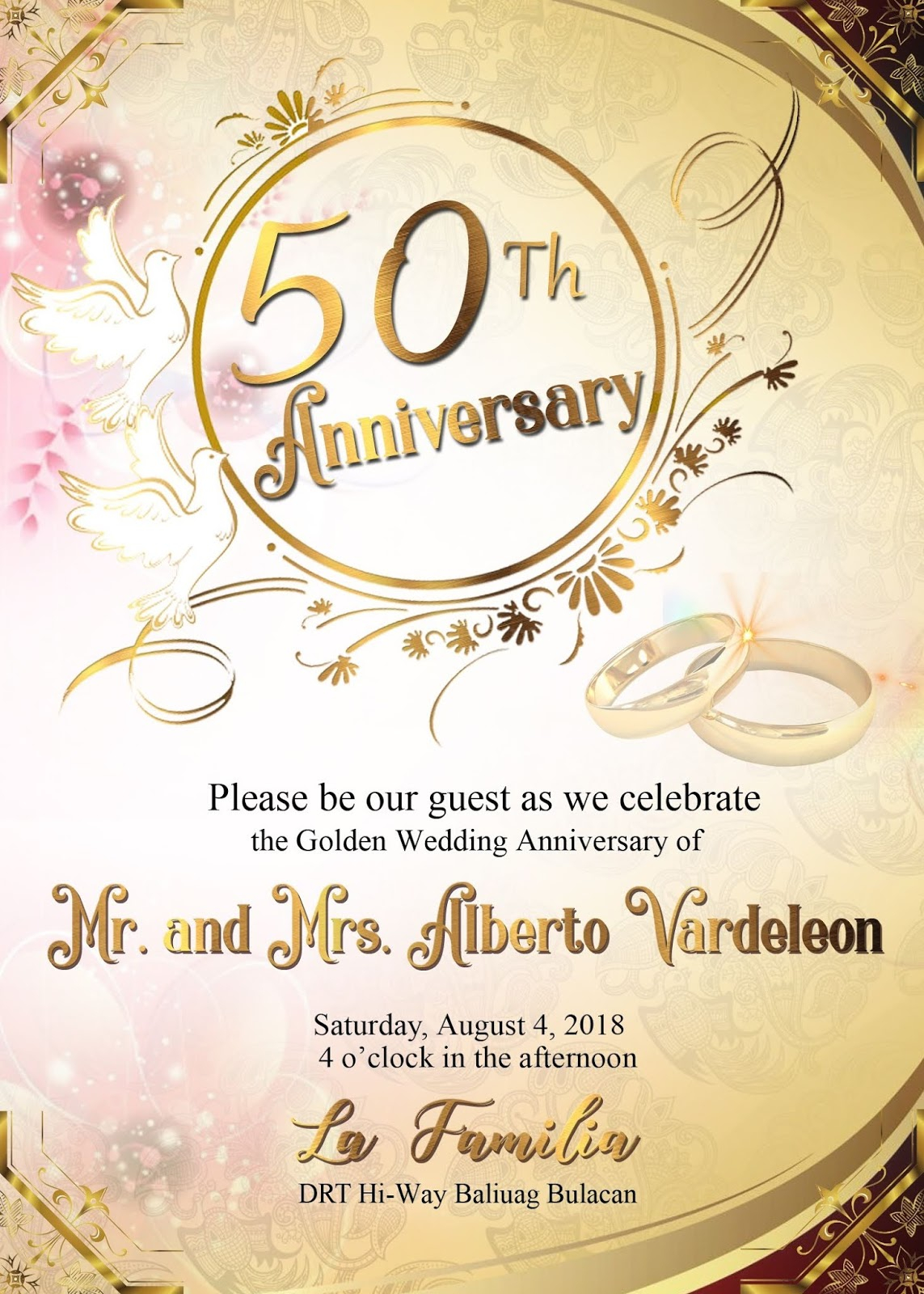 50th Wedding Anniversary Sample Invitation Card Get Layout with regard to proportions 1143 X 1600