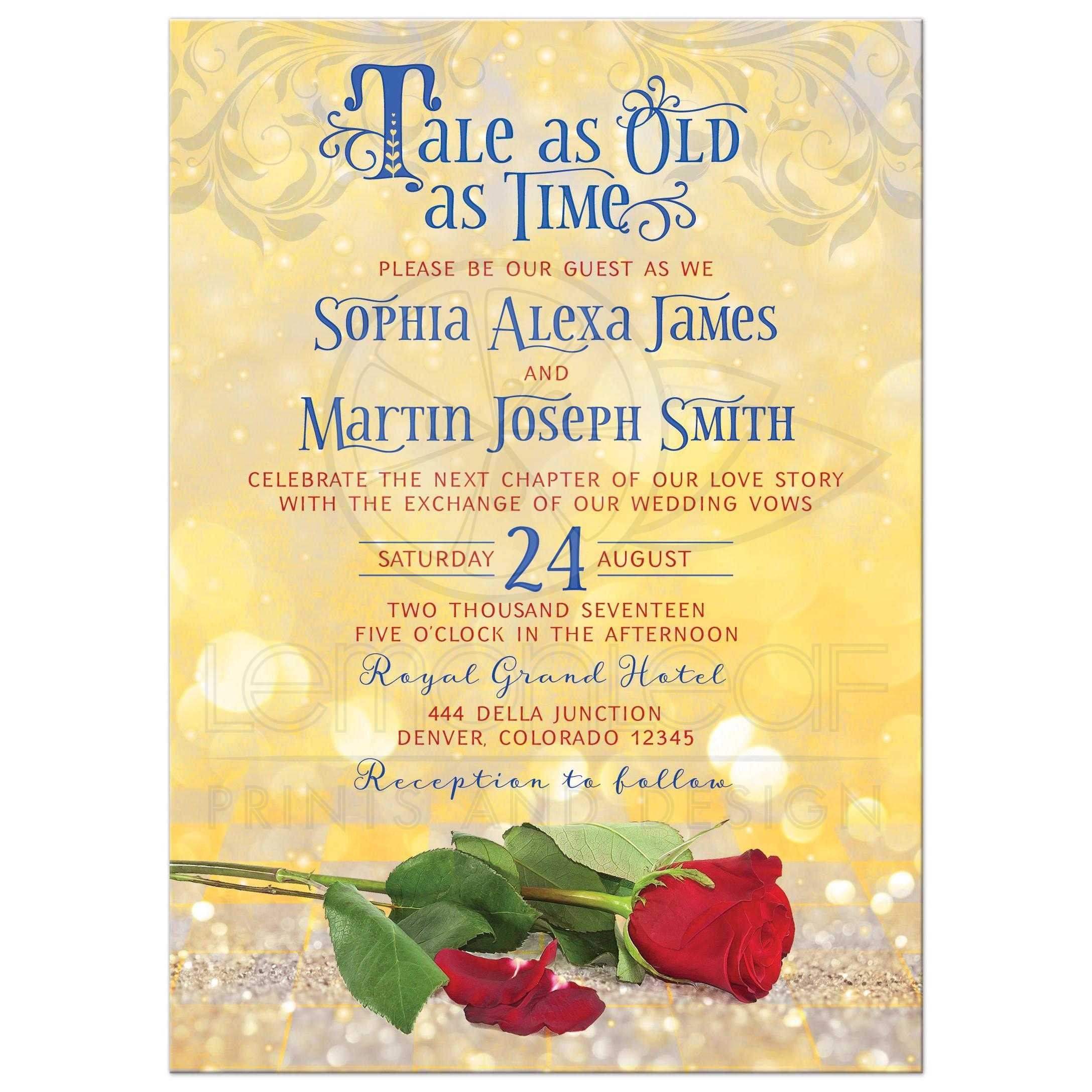51 Create Custom Beauty And The Beast Wedding Invitation Template within measurements 2175 X 2175