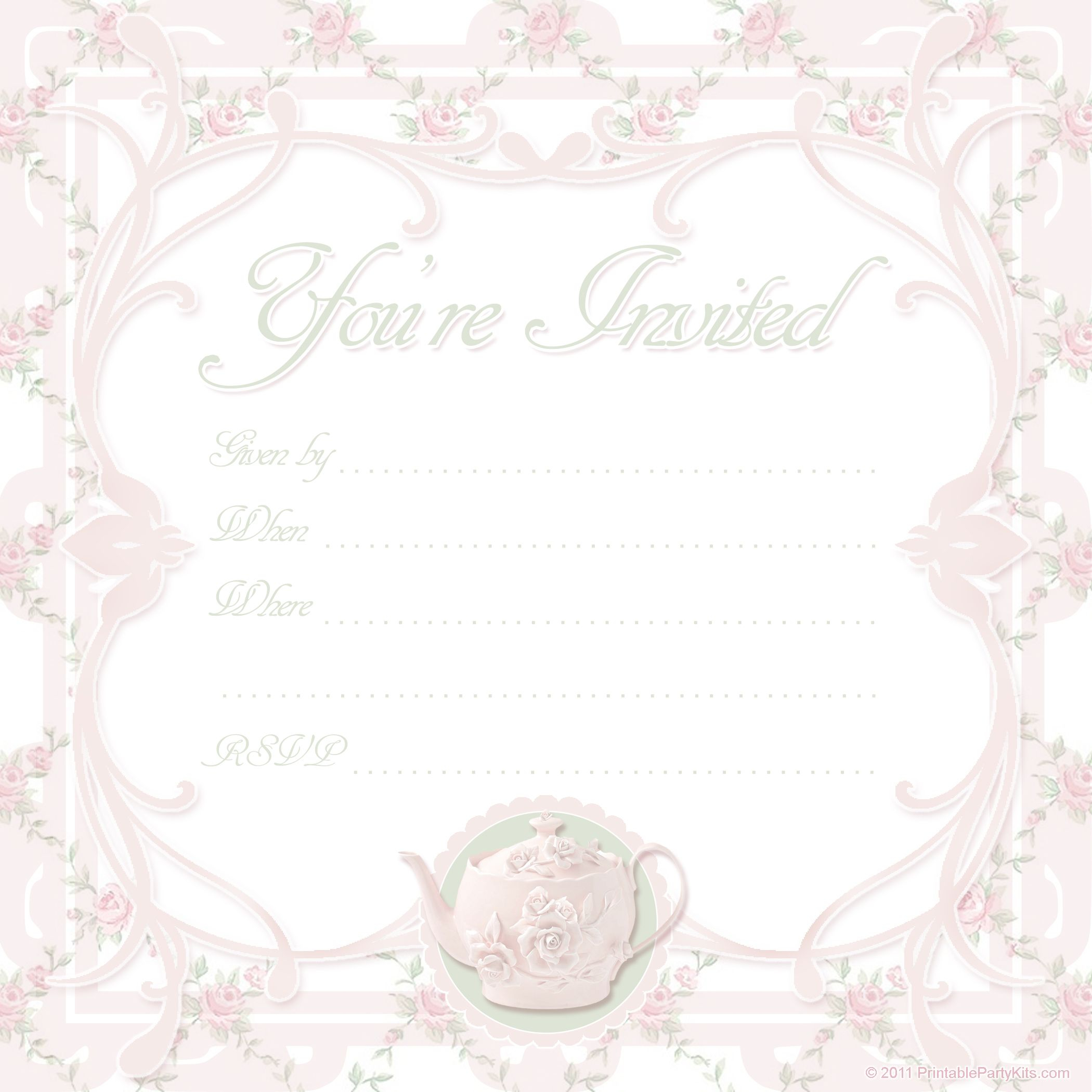 52 Find A Big Collection Of Vintage Tea Party Invitation Template intended for dimensions 2100 X 2100