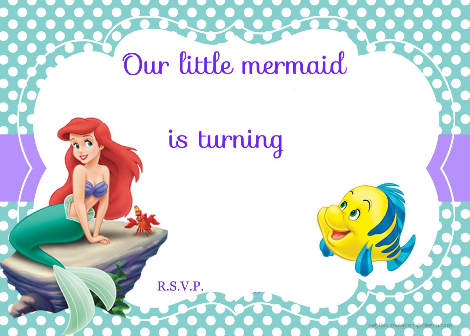 62 Create Custom Mermaid Birthday Invitation Template Editable With within sizing 1500 X 1071