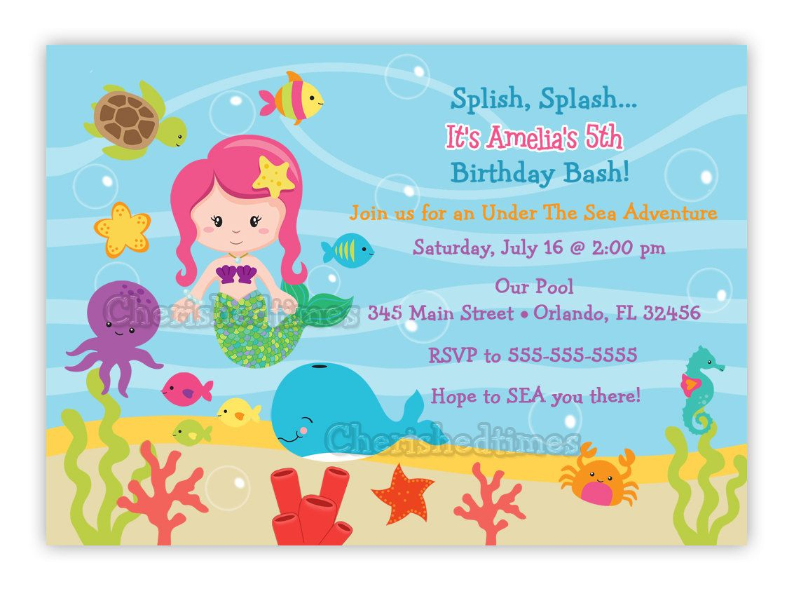 67 Customize Our Easy To Use Under The Sea Birthday Invitation with measurements 1133 X 843