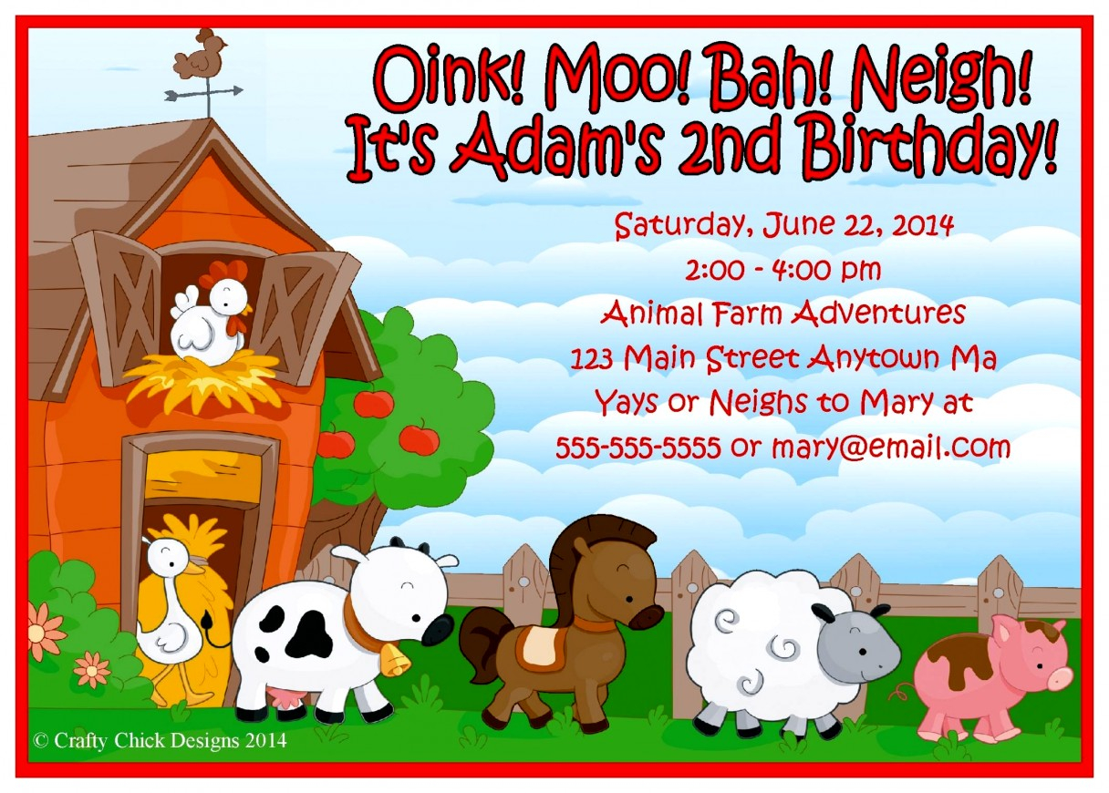 68 Find A Big Collection Of Farm Animal Birthday Invitation Template for dimensions 1216 X 870