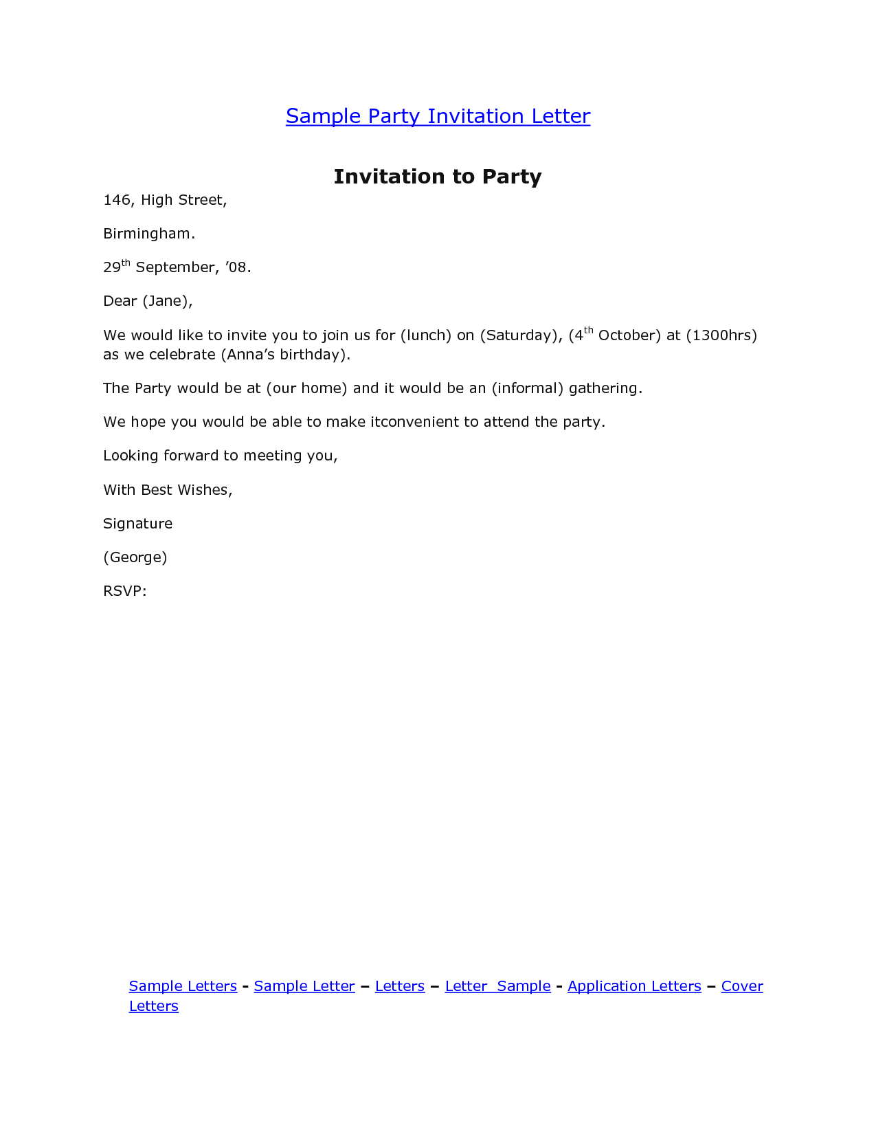 Email Party Invitation Template Business Template Ideas