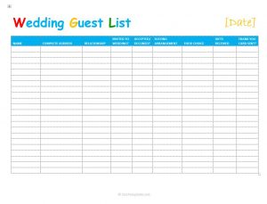 7 Free Wedding Guest List Templates And Managers for dimensions 1030 X 785