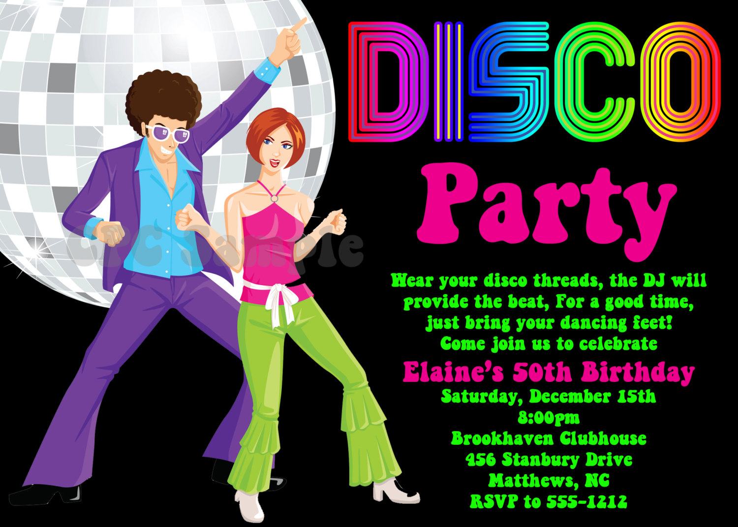 70's Party Invitations Templates • Business Template Ideas