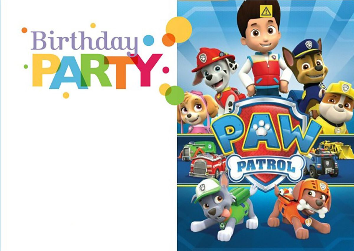 72 Special Paw Patrol Party Invitation Template Design Online For for proportions 1200 X 852