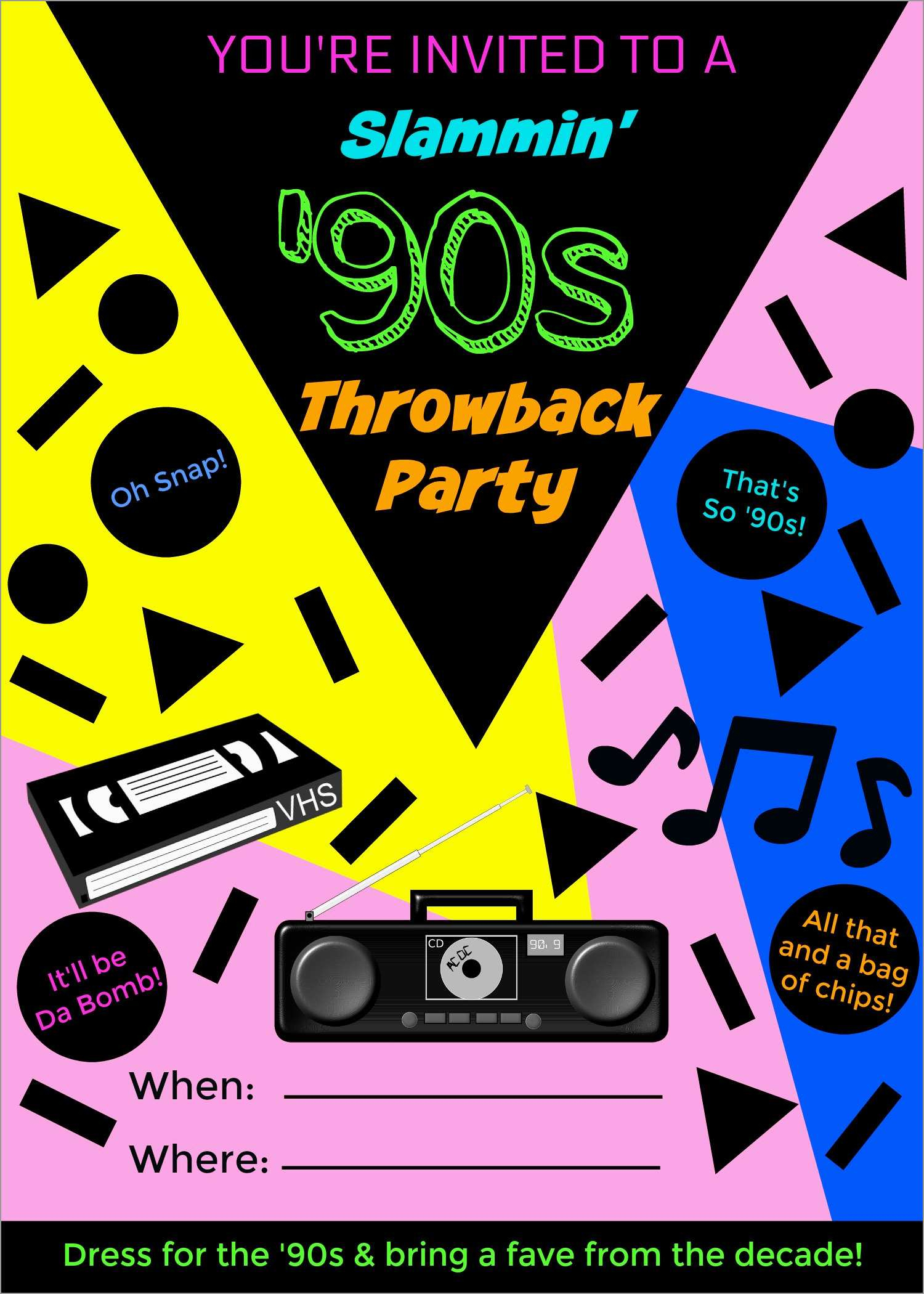74 Make An Free 90s Party Invitation Template Design For Free 90s in measurements 1500 X 2100