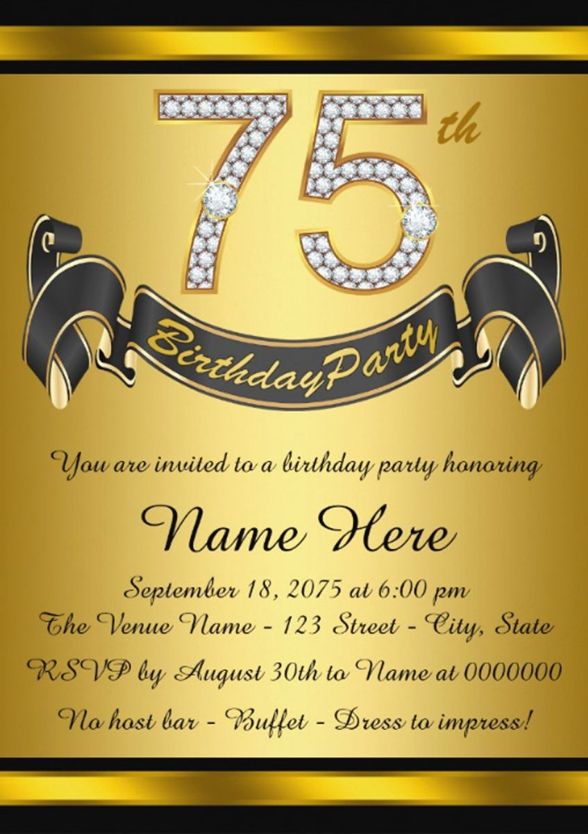 75th Birthday Invitation Templates Birthday Invitation Examples within sizing 847 X 1200