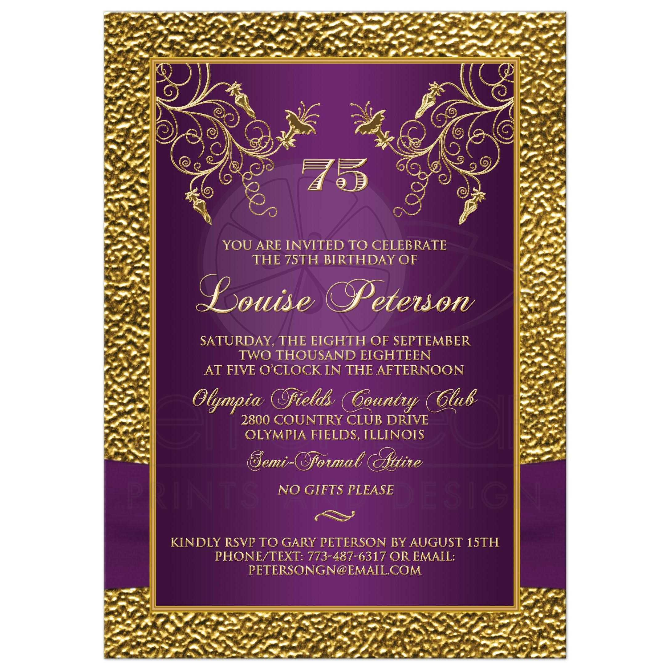 75th Birthday Invitations Sansurabionetassociats with regard to measurements 2175 X 2175