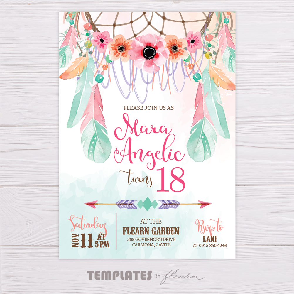 80 Create Your Own Boho Birthday Invitation Template Free Examples inside measurements 1002 X 1002