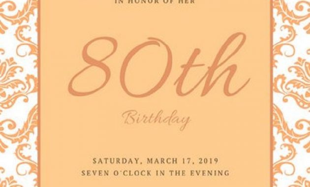 80th Birthday Invitations Templates Party Invitation Card In 2019 with regard to dimensions 756 X 1060