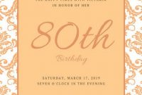 80th Birthday Invitations Templates Party Invitation Card In 2019 with regard to size 756 X 1060