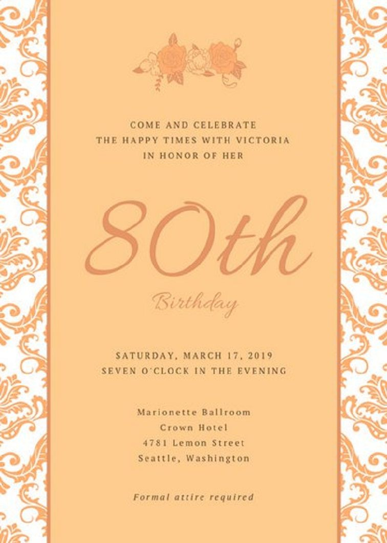 80th Birthday Invitations Templates Party Invitation Card In 2019 within measurements 756 X 1060