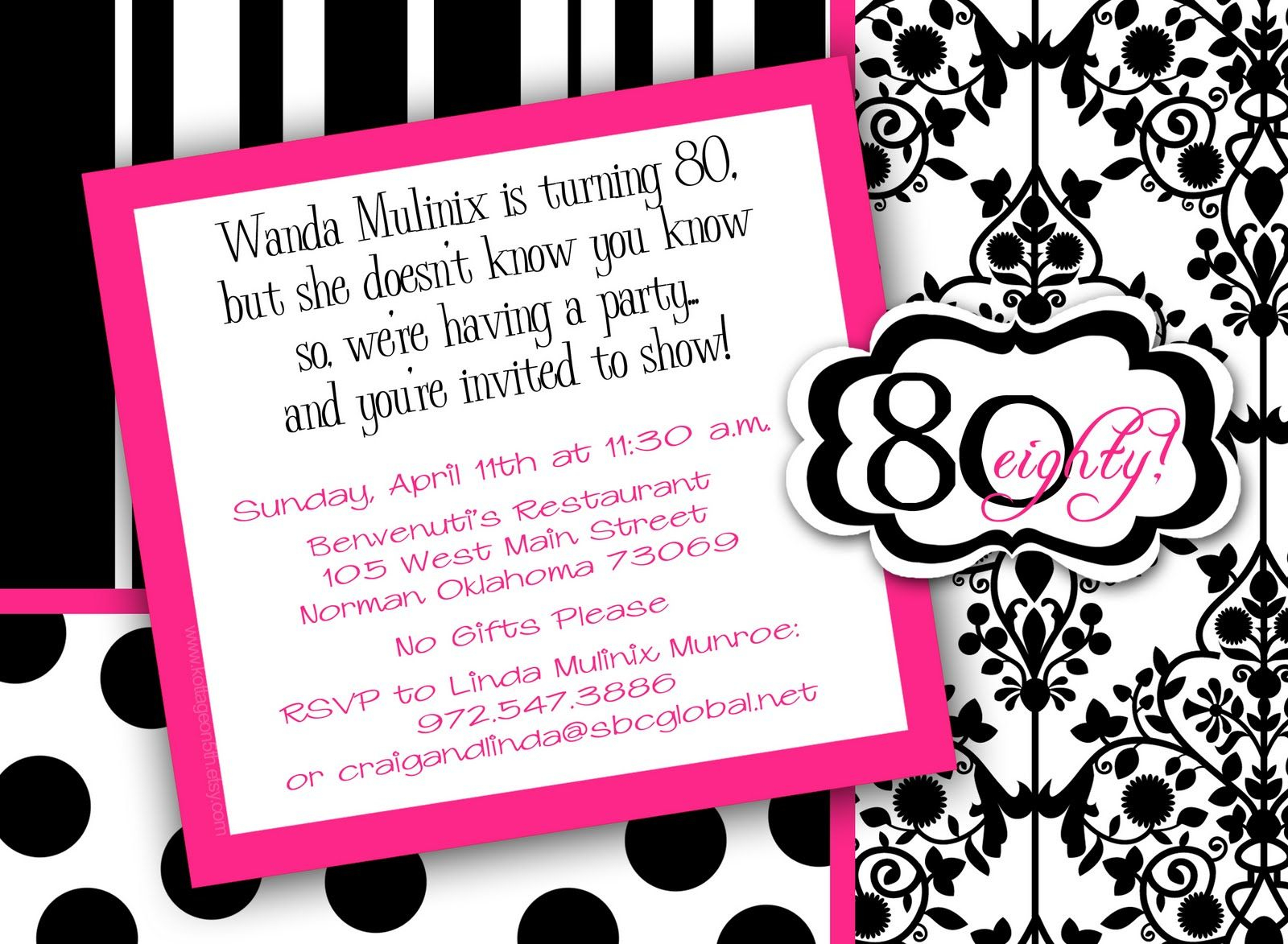 80th Birthday Party Invitations Free Printable Birthday intended for measurements 1600 X 1173