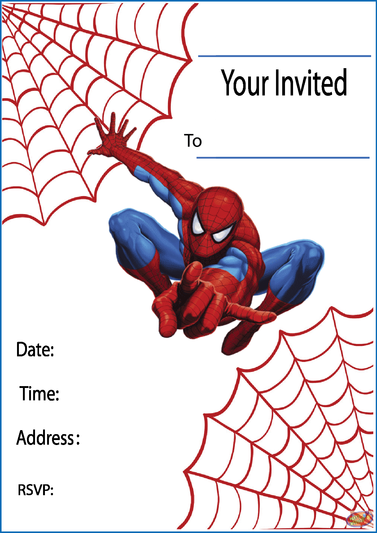 82 Create Custom Spiderman Party Invitation Template Free Free regarding proportions 1217 X 1720