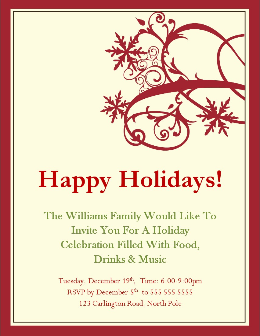 84 Create Custom Office Holiday Party Invitation Template Examples for sizing 852 X 1100