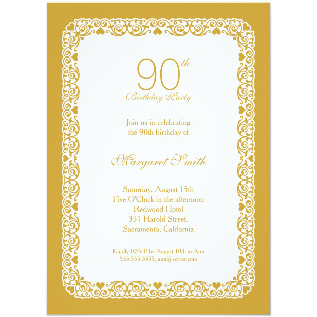90th Birthday Party Invitations Templates • Business Template Ideas