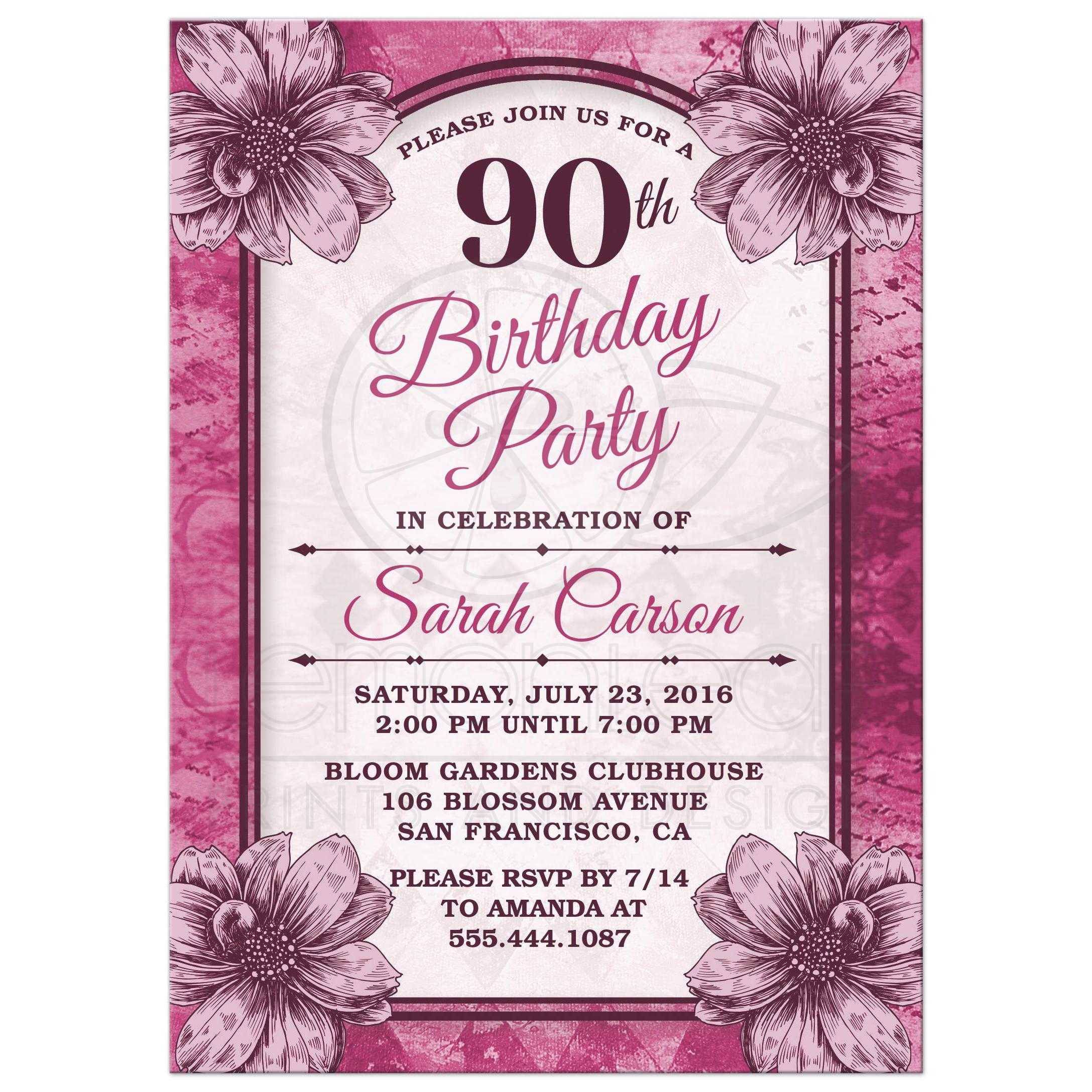 90th Birthday Party Invitations Templates Free Party Ideas In 2019 pertaining to size 2175 X 2175