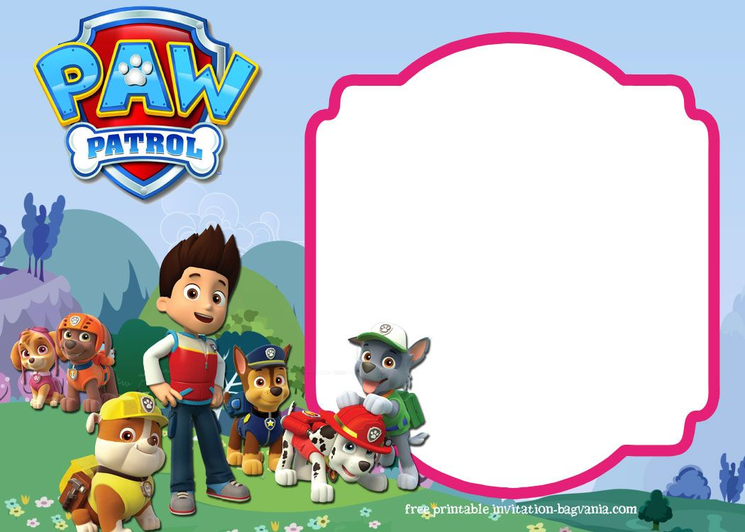 91 Make An Paw Patrol Party Invitation Template Free Printable pertaining to dimensions 1050 X 750