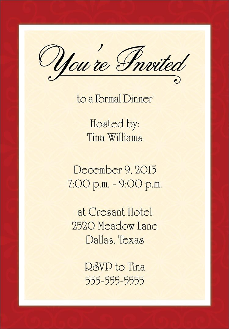 97 Special Formal Business Dinner Invitation Template Examples With in sizing 750 X 1075